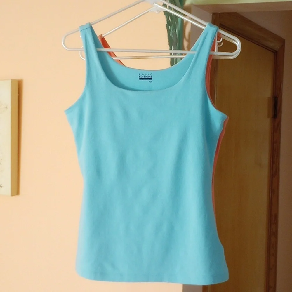 Tank Tops Aqua, Peach Medium - Picture 4 of 7